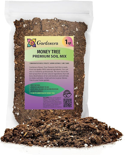GARDENERA Money Tree Potting Soil Mix for Planting or Repotting Guiana Chestnut, Soil Blended to Properly Grow Money Tree Plants - (1 Quart Bag)