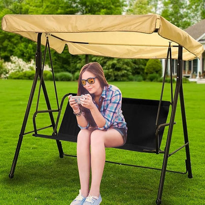 Outdoor Porch Swing Seat Cover Replacement,600D Thickened Oxford Waterproof Swing Replacement Fabric Cushion Covers for 3-Seater Patio Garden Yard Chair Bench (Black,45.3 x 18.9 x 18.9 Inches)