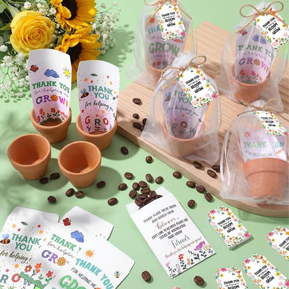 Reallnaive End of Year Teacher Gifts Thank You for Helping Me Grow Envelopes Seed Packets Include 24 Mini Terracotta Pots Seed Packets 24 Self Adhesive Envelopes Thank You Tags Gifts