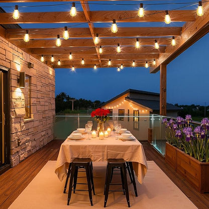 150FT(2x75FT) LED Outdoor String Lights S11 Dimmable Patio Light, with 44+3 Waterproof Shatterproof Edison 2700K Bulbs for Yard Balcony, Black