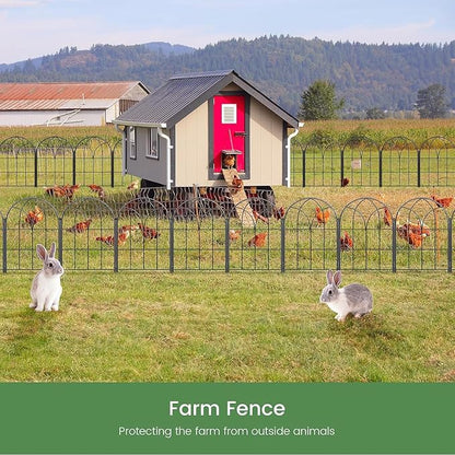 Youpehom Black Garden Fences Animal Barrier, 12.55"*16.48" Garden Border Fencing, Rustproof Metal No Dig Fence for Dogs, Outdoor Fence, Dog Fencing for Patio, Flower Bed, Farm (Medium 10 pcs)