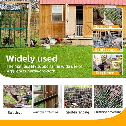 24inch x 100ft Hardware Cloth 1/2 inch Chicken Wire Fencing 19Ga, Hot Dipped Galvanized After Welding Garden Plant Supports Welded Metal Chicken Wire Fence Poultry Animal Netting Cage Screen