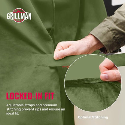 Grill Cover by Grillman, Green, 64 Inch, BBQ Outdoor Grill Covers, Charcoal & Gas Grills, Waterproof, Rip-Proof, Weather-Resistant, Anti-UV, Barbecue Cover for Weber, Genesis, Charbroil, Nexgrill, etc