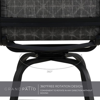 Grand patio 3 Piece Counter Height Patio Bar Set, Modern Round Bar Table and Swivel Bar Stools for Outdoor Kitchen Bistro Small Space Restaurant (Black&Grey Plaid, 3PC)
