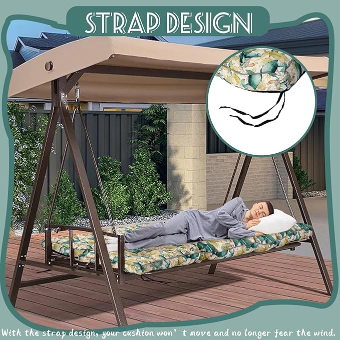 Replacement Cushions for Swing, Swing Cushions 3 Seater Replacement, Waterproof Thicken Washable Pad Cushion for Outdoor Indoor Furniture Swing Patio (Clover Green, 40x63 inch)