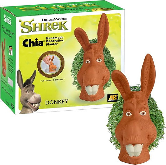 Chia Pet Donkey with Seed Pack, Decorative Pottery Planter, Easy to Do and Fun to Grow, Novelty Gift, Perfect for Any Occasion