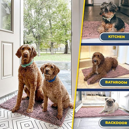 Muddy Mat® | Super Water Absorbent Door Mat Indoor, Microfiber Quick Dry Chenille Entryway Rug, Slip Resistant Front Door Mat, Indoor Mats for Entryway, Machine Washable Pet Rug, Blush Pink 2ft x 4ft