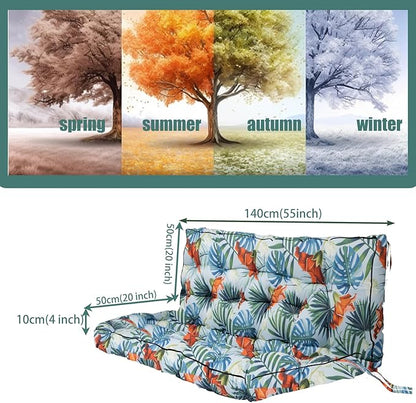 Replacement Cushions for Swing, Swing Cushions 3 Seater Replacement, Waterproof Thicken Washable Pad Cushion for Outdoor Indoor Furniture Swing Patio (Fresh Summer, 40x55 inch)
