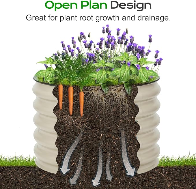 Aoodor 2 Pack 17" Tall 24" Metal Raised Garden Bed, Outdoor Planter Box and Raised Garden Kit for Vegetables, Flowers, and Herbs, Beige
