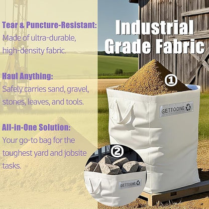 Heavy Duty Lawn and Leaf Bag 38 Gallon, Reusable Square Outdoor Yard Waste Bag with 4 Handles, Tear-Resistant for Lawn Clippings, Storage, Moving