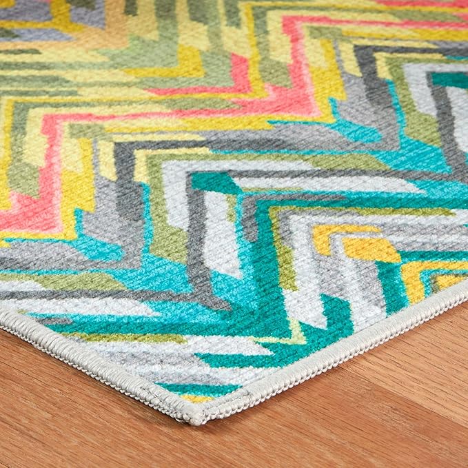 Dash & Albert Seneca Multi Machine Washable Rug, 5 X 8 Feet, Multi Graphic Pattern