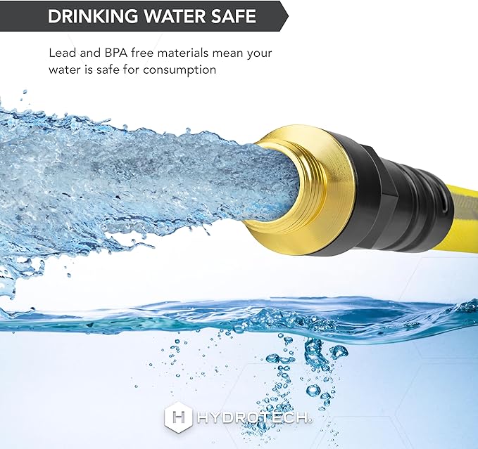 HydroTech FLATJACKET 5/8" 100 ft Garden Hose with Patented Force Control Technology - Flexible, Kink-Free, Lightweight Hose for Lawn, Garden, Car Washing, Deck and Patio Cleaning