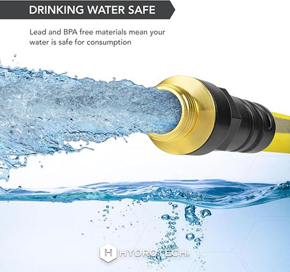 HydroTech FLATJACKET 5/8" 100 ft Garden Hose with Patented Force Control Technology - Flexible, Kink-Free, Lightweight Hose for Lawn, Garden, Car Washing, Deck and Patio Cleaning
