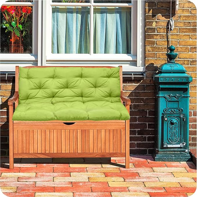 Replacement Cushion for Swings, Waterproof Porch Swing Cushion, 2-3 Seat Replacement Swing Seat Cushions with Backrest and Ties for Patio Backyard Porch Garden(Grass Green 40 * 60 in)