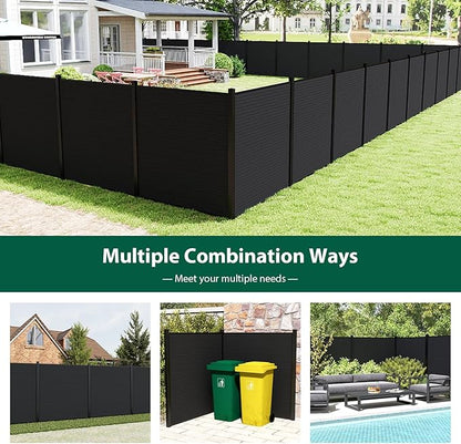 Privacy Fence Panels for Outside with 2 Post, 6' × 6' Windproof Composite Fence Cover Privacy, Garden Fencing Panel for Yard Pool Equipment Trash Can(Poured Concrete, Black)