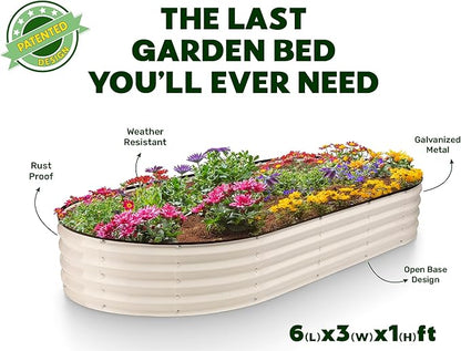 Plant & Plot Galvanized Raised Garden Beds Outdoor // 6×3×1 ft (2-Pack) Planter Raised Beds for Gardening, Vegetables, Flowers // Large Metal Garden Box // Patented Tool-Free Design (White)