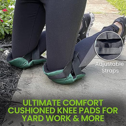 Garden Guru Cushioned Gardening Knee Pads with Adjustable Straps - Soft Inner Liner, Ultra Comfort Padding, Garden Kneelers for Yard Work, Cleaning, Household Chores, Roofing, and More (4 Pack)