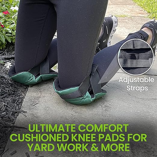 Garden Guru Cushioned Gardening Knee Pads with Adjustable Straps - Soft Inner Liner, Ultra Comfort Padding, Garden Kneelers for Yard Work, Cleaning, Household Chores, Roofing, and More (2 Pack)