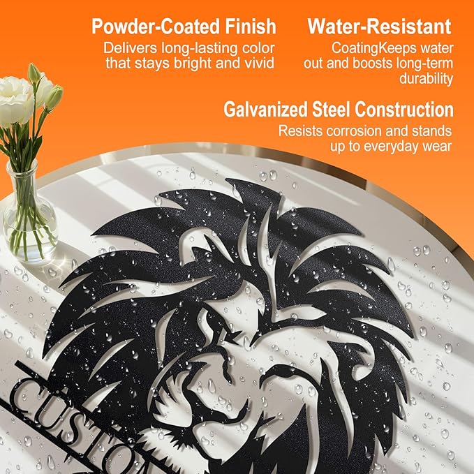 Personalized Metal Lion Name Sign – Custom Wall Art with Majestic Animal Design, Durable Outdoor & Indoor Home Decor – Unique Housewarming & Wedding Gift for Couples, Families, and Friends Style1