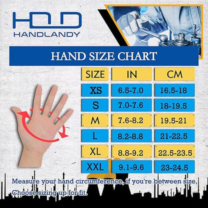 HANDLANDY Work Gloves Mens & Women, Utility Safety Mechanic Working Gloves Touch Screen, Flexible Breathable Yard Work Gloves (XX-Large, Grey&Yellow)