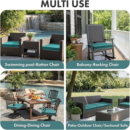 MIULEE Turquoise Outdoor Bench Cushion Set of 1, 48x18x3 Inch Waterproof Patio Seat Cushions for Swing and Outdoor Furniture Couch Sofa, 3 Year Color Fastness High Density Foam with Adjustable Ties