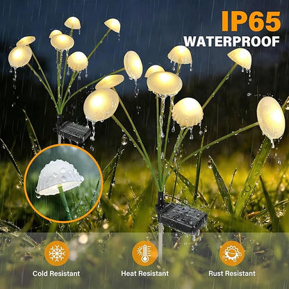 Solar Garden Lights Outdoor, 2Pack Solar Lights Garden Decor, Swaying Mushroom Lights Waterproof for Yard, Patio,Pathway Decoration,Gifts for Women,Mom(Warm White)