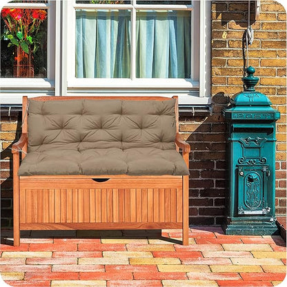 Replacement Cushion for Swings, Waterproof Porch Swing Cushion, 2-3 Seat Replacement Swing Seat Cushion with Backrest and Ties for Patio Backyard Porch Garden(Khaki 40 * 60 in)