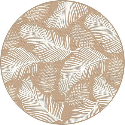 Pauwer Waterproof Outdoor Rug 8ft, Reversible Plastic Straw Patio Camping Rug, Indoor Outdoor RV Mat Carpet for Deck, Camper, Porch, Balcony, Backyard, Picnic, Leaf Brown