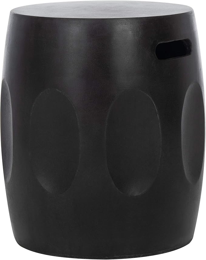 SAFAVIEH Outdoor Zuri Black Modern Concrete Round Accent Table