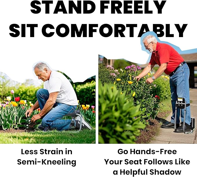 Garden Kneeler Seat, Adjustable Height & Angle, Gardening Stool with Thick Kneeling Pad & Seat Cushion, Ergonomic Joint Protection for Gardeners (Black)