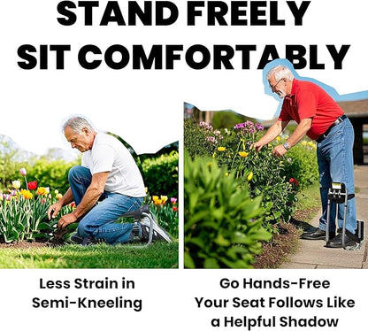 Garden Kneeler Seat, Adjustable Height & Angle, Gardening Stool with Thick Kneeling Pad & Seat Cushion, Ergonomic Joint Protection for Gardeners (Black)