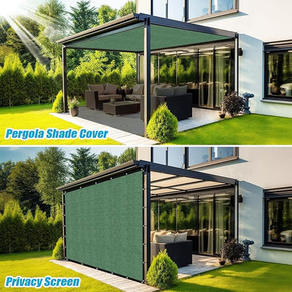 Amagenix 90% Pergola Shade Cover 10' X 24' Sun Shade Cloth with Grommets for Outdoor Garden Patio Porch, Commercial Grade 200 GSM - Cable Zip Ties Included (We Customized) GN108, Green