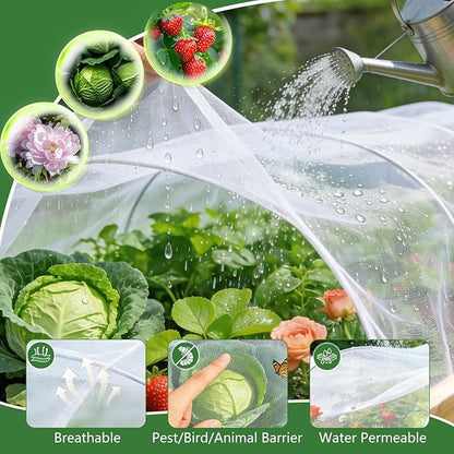 Garden Netting for Raised Beds 2 Pack, Raised Garden Bed Plant Netting Cover Mesh for Garden Protection, Rectangular Bird Netting Pest Barrier Screen Insect Net for Vegetables Fruits, 4x2x1ft, White