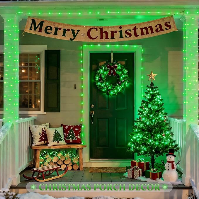 JMEXSUSS 2 Pack St Patricks Day Solar Lights, Each 33ft 100 LED Green Solar Lights Outdoor, Waterproof Fairy String Light for Outside Patio Garden Party Tree Christmas Decorations