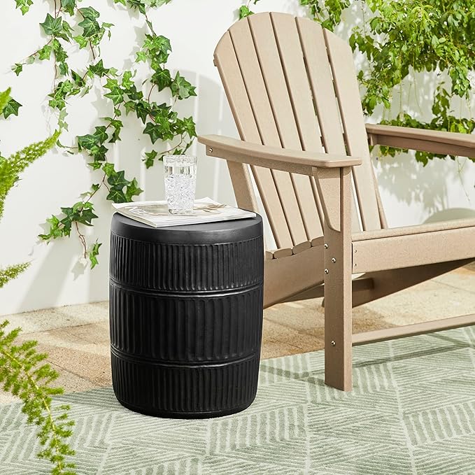 Giltzhome Decorative Garden Stool, 18.5" H Antique End Side Table Planter Stand for Garden Patio Lawn Home Indoor Outdoor, Black