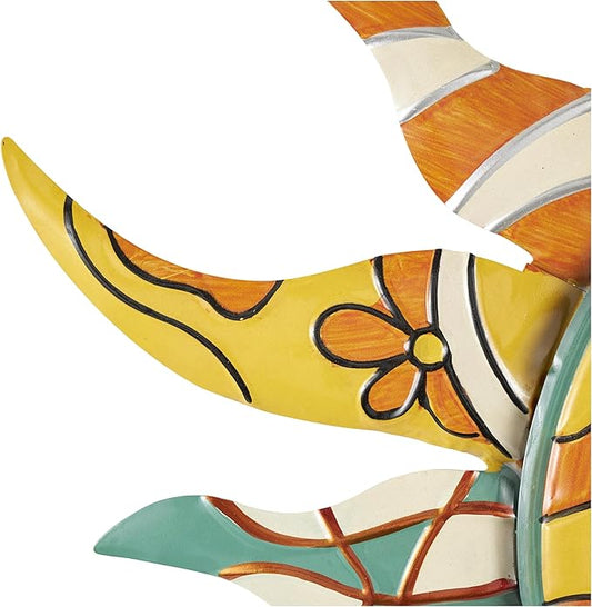 Deco 79 Metal Sun and Moon Indoor Outdoor Abstract Patterned Wall Decor with Navy and Orange Accents, 36" x 2" x 36", Multi Colored