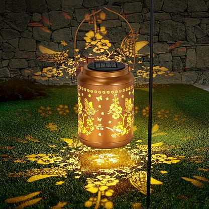 Butterfly Solar Lights Lanterns Outdoor Waterproof, Mothers Day Gifts for Women Grandma, Garden Decor Hanging Solar Light Outdoor for Yard, Patio, Backyard, Porch (2 Pack)