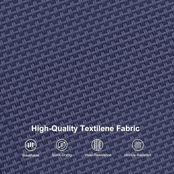 PURPLE LEAF Patio Chaise Lounge Set Outdoor Beach Pool Sunbathing Lawn Lounger Recliner Outside Tanning Chairs with Arm for All Weather Side Table Included Navy Blue