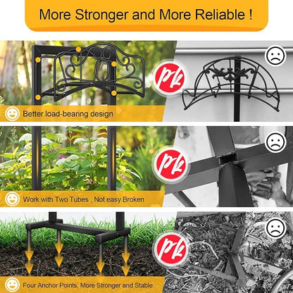 2-Pack Freestanding Hose Holder - Upgraded Heavy Duty Butterfly-Style Hose Hanger, Sturdy Hose Stand for Lawn & Yard Storage, Black