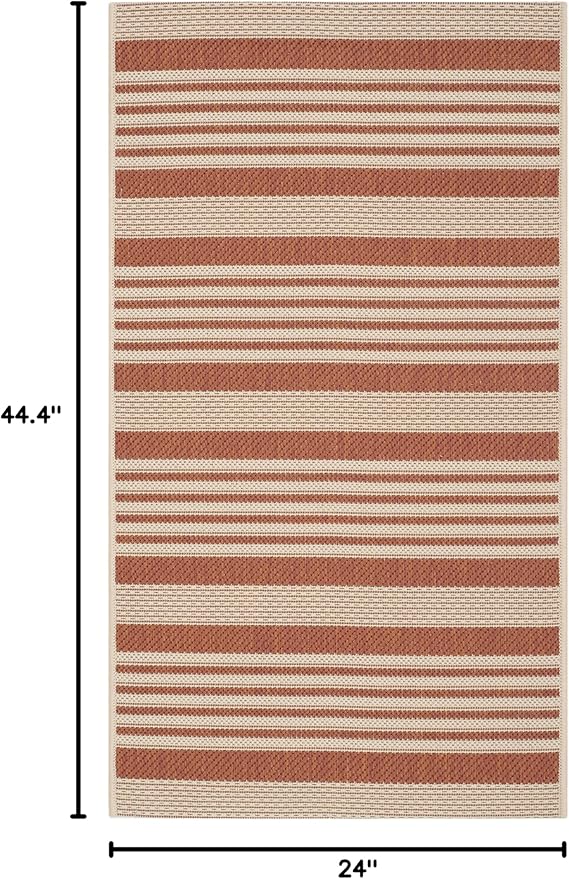 SAFAVIEH Washable Rug Outdoor Courtyard Collection - 2' x 3'7", Terracotta & Beige, Non-Shedding & Easy Cleaning, Ideal for Patio, Front Door, Entryway, Doormat (CY6062-241)