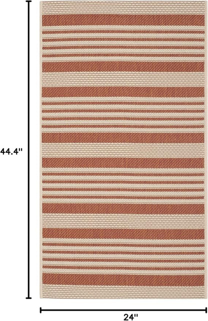 SAFAVIEH Washable Rug Outdoor Courtyard Collection - 2' x 3'7", Terracotta & Beige, Non-Shedding & Easy Cleaning, Ideal for Patio, Front Door, Entryway, Doormat (CY6062-241)