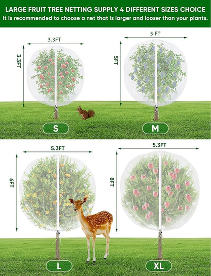 Large Fruit Trees Netting Cicadas - 2Pcs 6X5.3 FT with Zipper and Drawstring,Bird Mesh Covers for Blueberry Bushes,Garden Apple Pear Peach Orange Tree Fruit Tomato Bug Plant Protection (2, 6X5.3 FT)