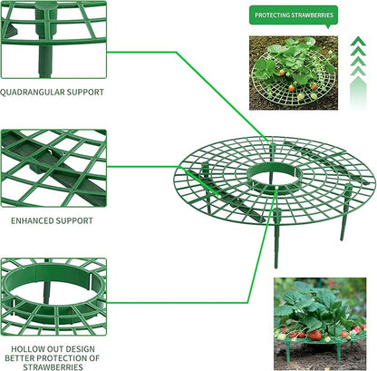 SooGree 10 Pack Strawberry Supports, Garden Fruit Plant Cage Strawberry Holder Cradles Plastic Tray Keep Strawberries Off Rot and Dirt