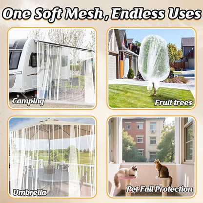 ANPHSIN 2Pcs 13x10ft Ultra fine Mosquito Net for Patio - Mesh Netting Screen for Outdoor Garden Porch Balcony, Protects Skin & Plants from Bugs, Birds, White