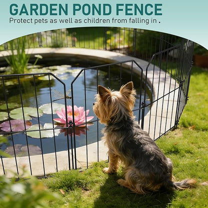 Goovilla Garden Fence, Total 19ft(L) x 24in(H) Garden Fencing Animal Barrier, 19 Pcs Rustproof Metal Wire No Dig Fence Panels, Black Decorative Garden Fences and Borders for Dogs, Flower Bed, Patio