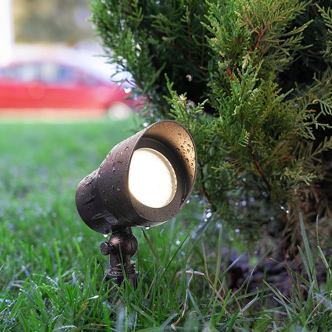 LEONLITE Low Voltage LED Landscape Spotlight, 5W 12V Pathway Lights Outdoor, CRI90, Aluminum Spot Lights for Garden, ETL Listed, IP65 Waterproof, 3000K Warm White, Oil Rubbed Bronze, Pack of 6