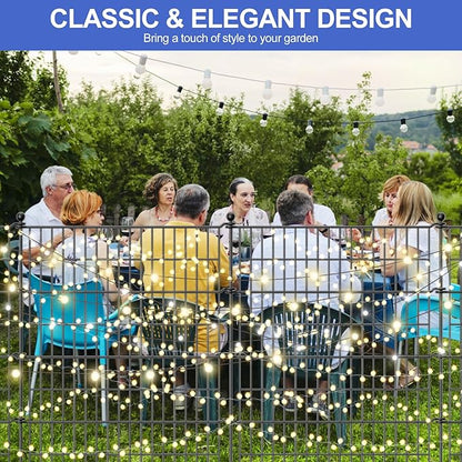 10 Panels No Dig Decorative Garden Fence with Gate, 40 in(H) X 23.6 ft(L) Outdoor Dog Rabbits Fence, Animal Barrier Pet Fencing Rustproof Metal Wire Panel Border for Yard, Patio, Flower Bed