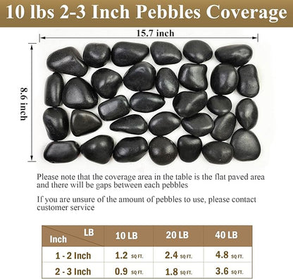 FANTIAN 40 Pounds Black Natural River Pebbles – 2-3 Inch Decorative Black Ornamental River Pebbles for Garden Landscaping, Home Décor, Outdoor Paving, Fountain Decoration