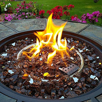 Mr. Fireglass 20 Pounds Copper Reflective Fire Glass, 1/2 Inch High Luster Reflective Tempered Glass Rocks for Fire Pit Table Fireplace and Landscaping, Decorative Propane Gas Fireplace Glass Rocks