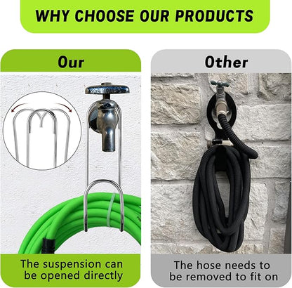 Adnee 2 Pcs Flexible Garden Hose Storage Hook-Stainless Steel Water Hose Hanger Support Up to 44lbs-Hanging Stainless Hose Holder for Indoor Outdoor Home Garden Water Hose Storage